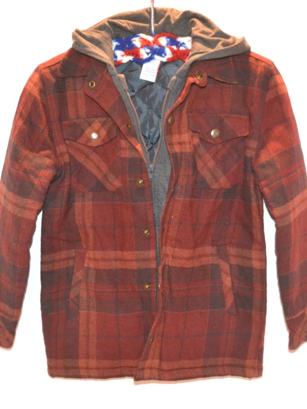 Tommy Bahama Boys Flannel Jacket Sweatshirt Lining Hoodie Size 10/12